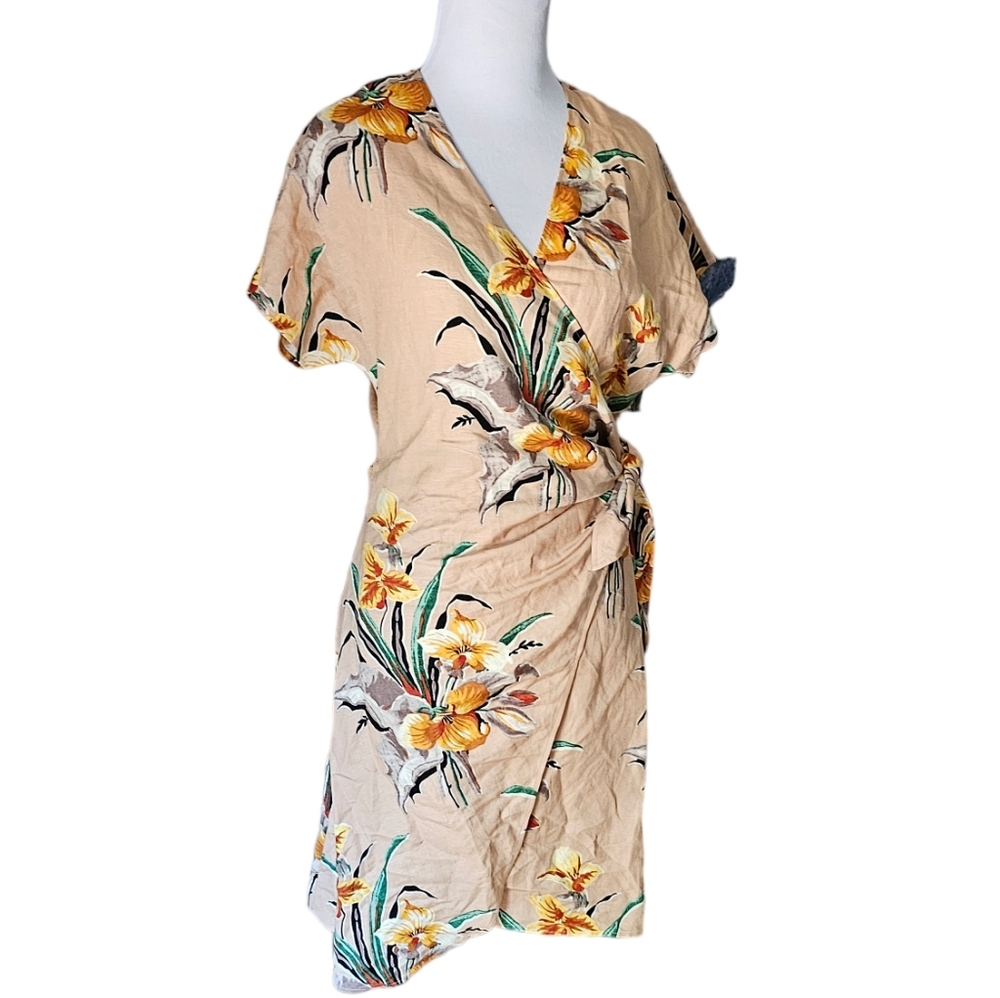 & Other Stories Linen Blend Wrap Mini Dress - Picture 6 of 6